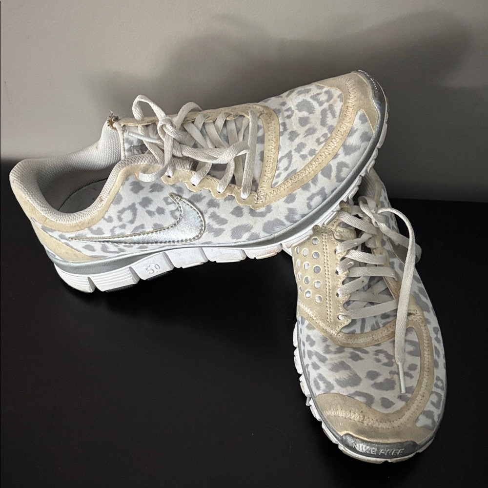 Nike White and Gold Athletic Shoes